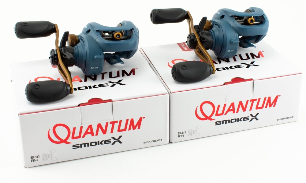 (LOT OF 2) QUANTUM SMOKE X SMX100XPT 8.1:1 GEAR RATIO RIGHT HAND BAITCAST REEL