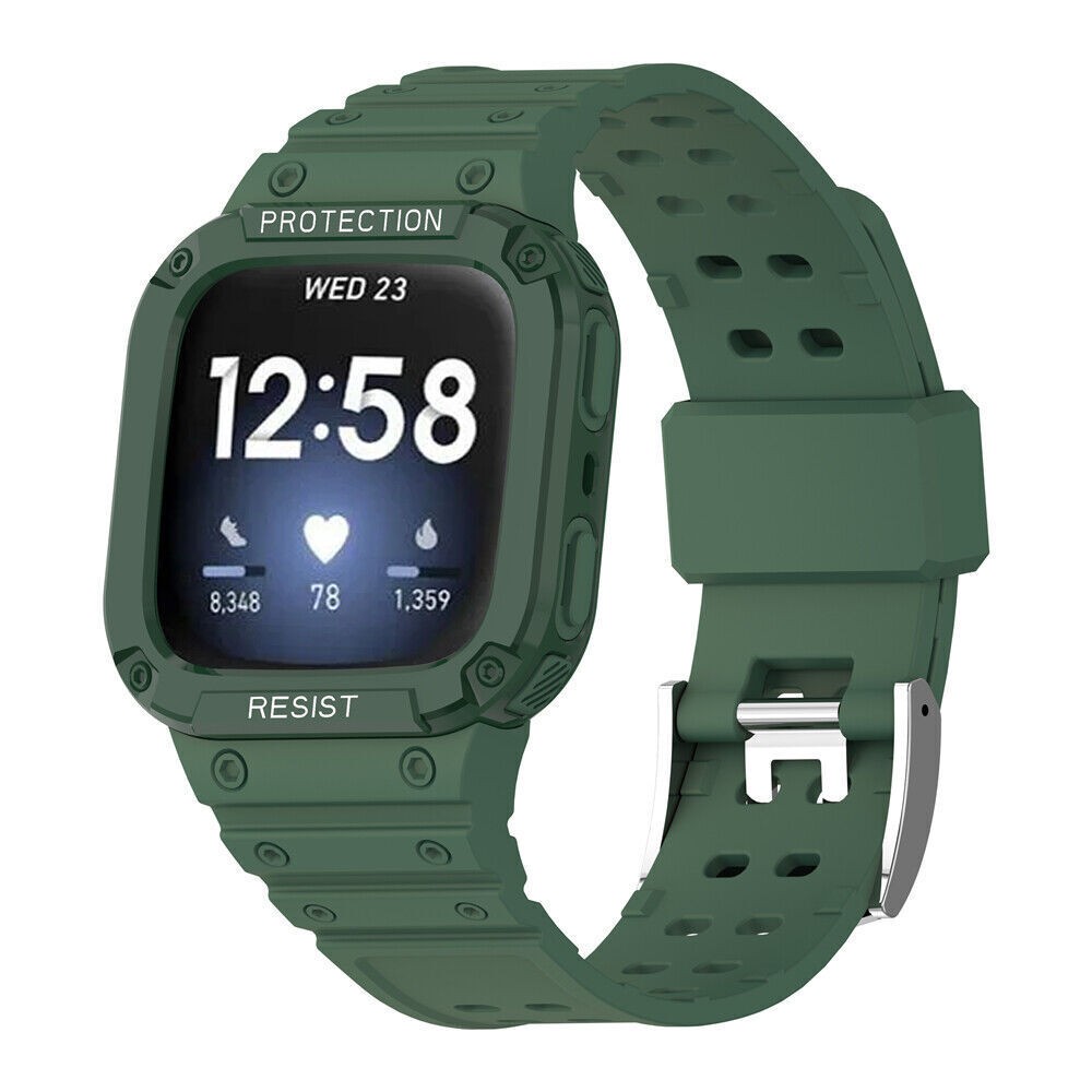 Fitbit Versa 4 3 2 1 Lite Sense Rugged TPU Sport Band Case Combo