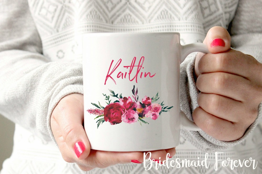 Floral Mug Floral Custom Mug Personalized Gift Bridesmaid Gift Gift For Mom Gift