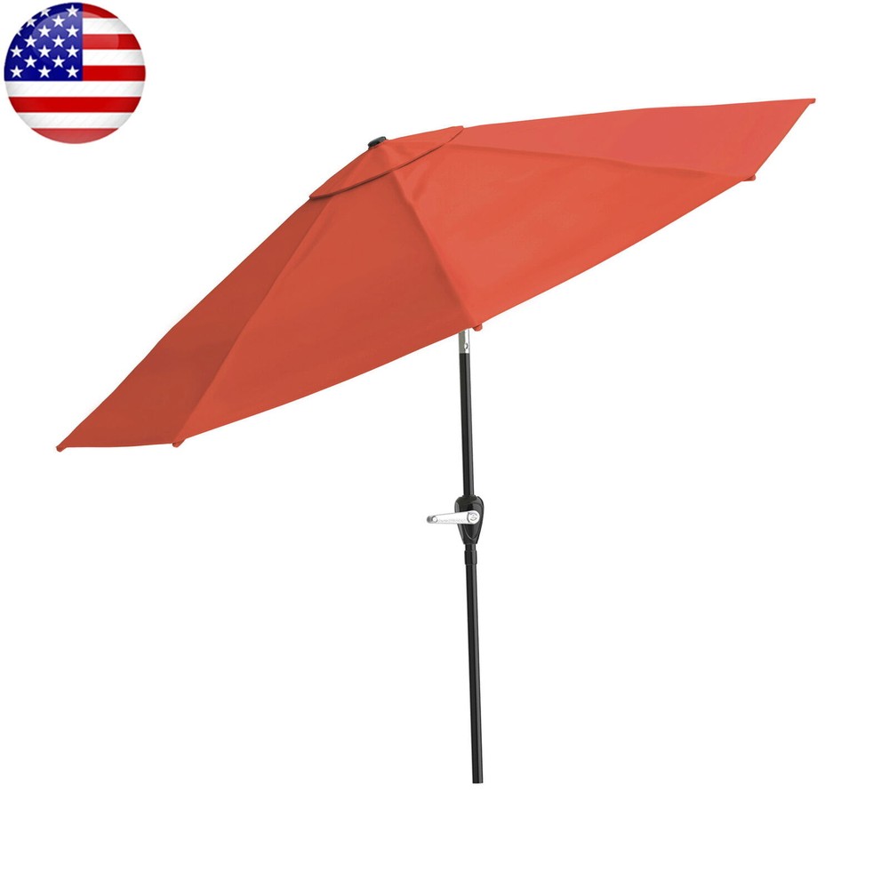 Crank Auto Tilt Table Umbrella for Sun Protection in Weatherproof Garden Backyard