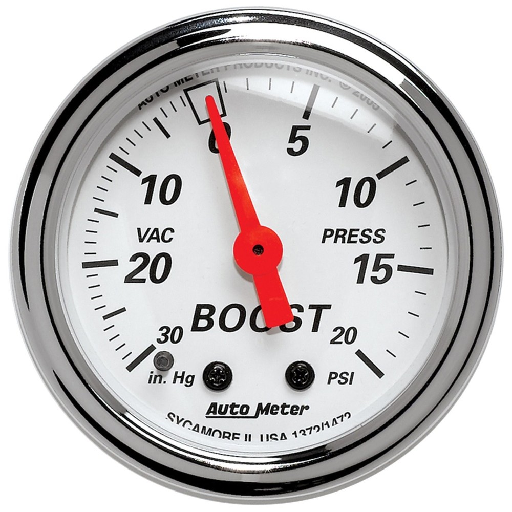 Auto Meter 1372 Arctic White Vacuum Boost Gauge 2-1/16in
