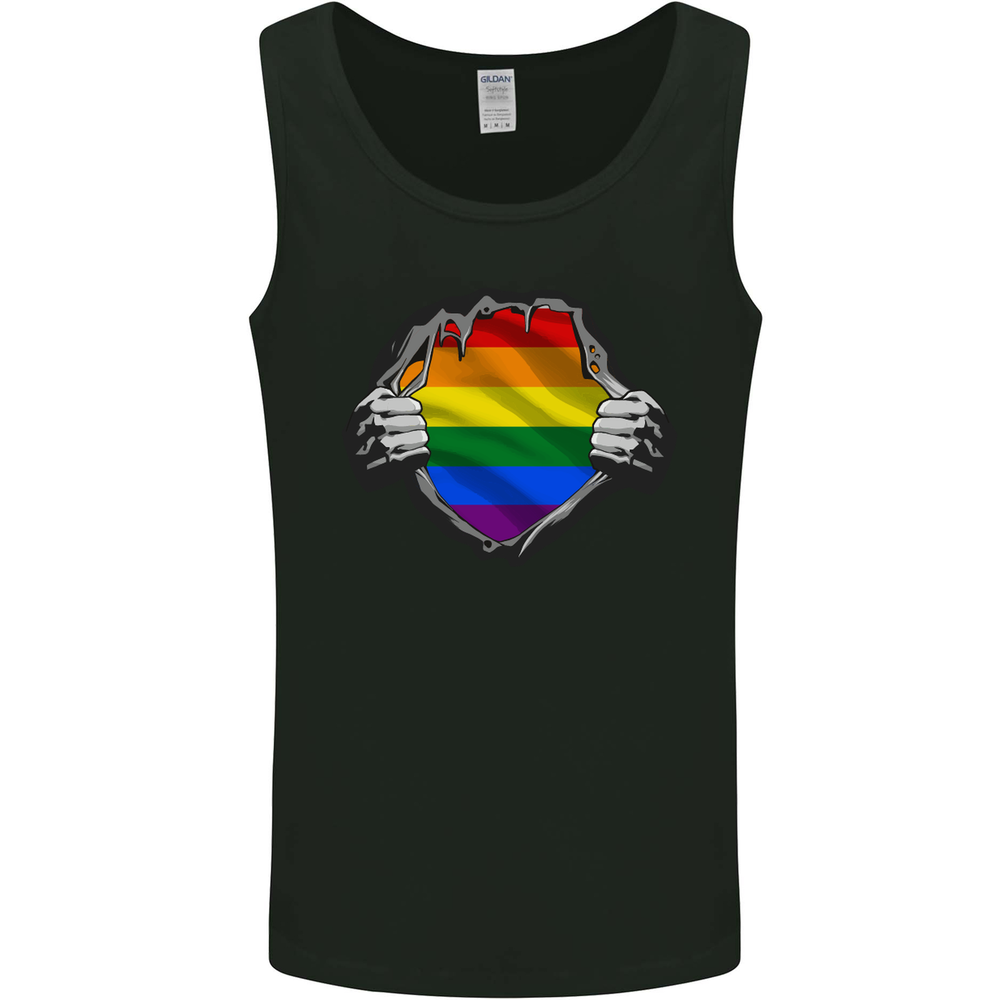 LGBT Rainbow Colours Pride Awareness Day Mens Vest Tank Top