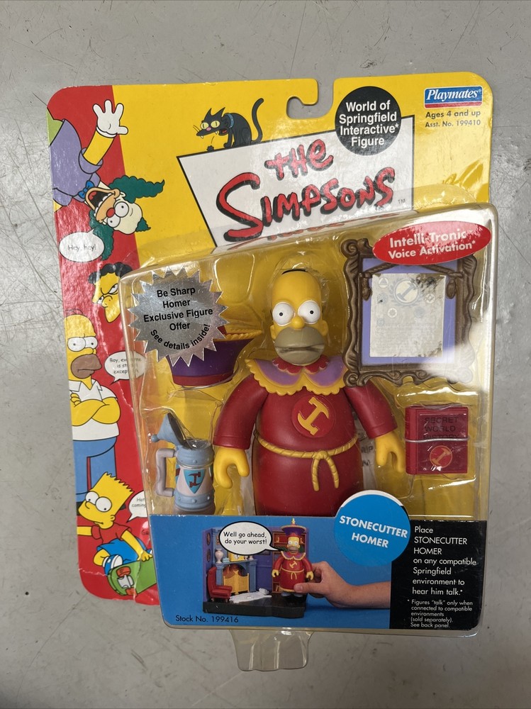 Boxed Playmates Interactive The Simpsons Series 10 Stonecutter Homer Action Figure with Stand WOS