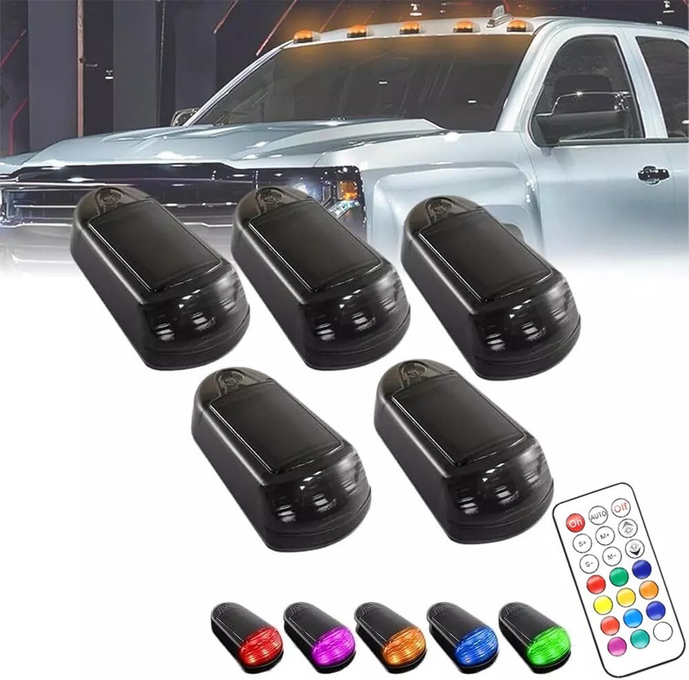 Wireless Cab Lights for Truck,Punch-Free Solar Cab Lights,7 Colors Led Lights