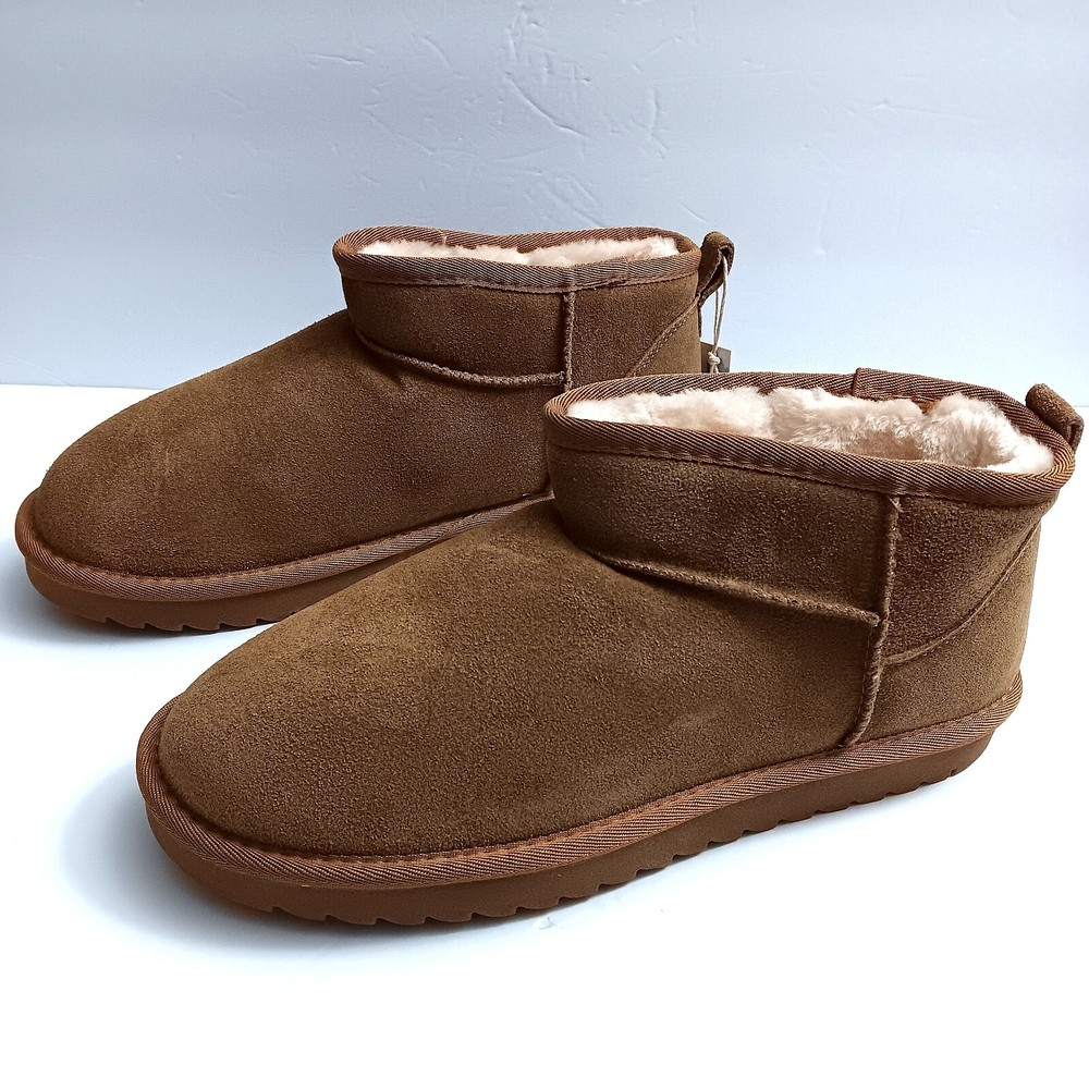 Cushionaire Hip 2 Brown Suede & Faux Shearling Cozy Ankle Boot Size 11 New NWT