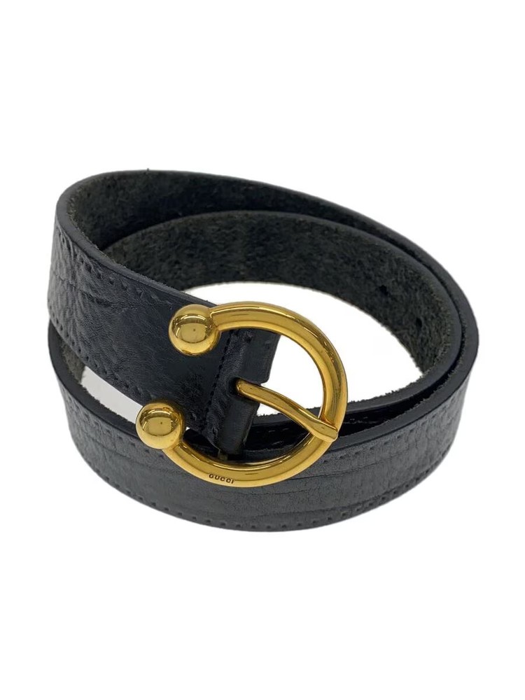 Gucci GG Marmont Black Leather Belt with Hook Buckle for Women