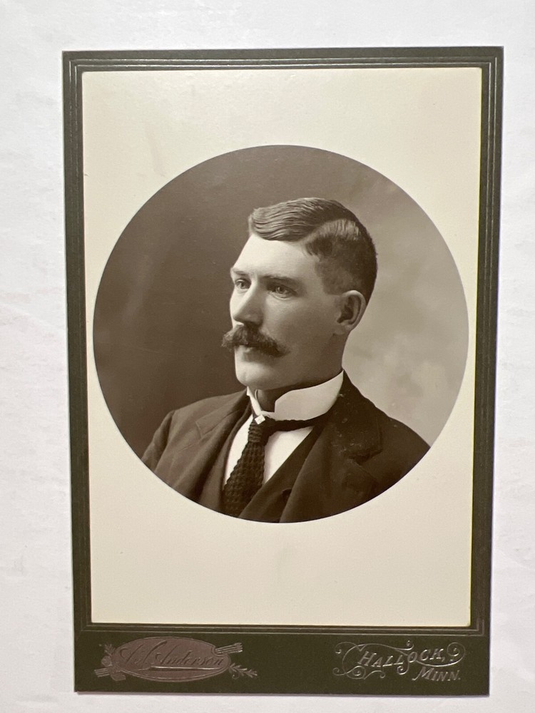 Cabinet Photo Handsome Male with Mustache Hallock, Minnesota
