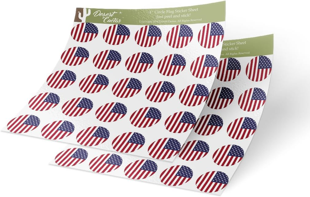 USA American Flag Round 1 Inch Vinyl Decal Sticker Two Sided Patriotic  
