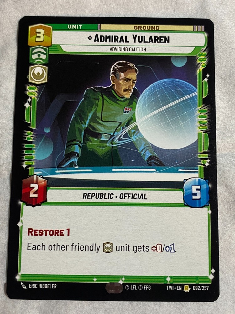 STAR WARS UNLIMITED TCG TWI ADMIRAL YULAREN Rare Card NM