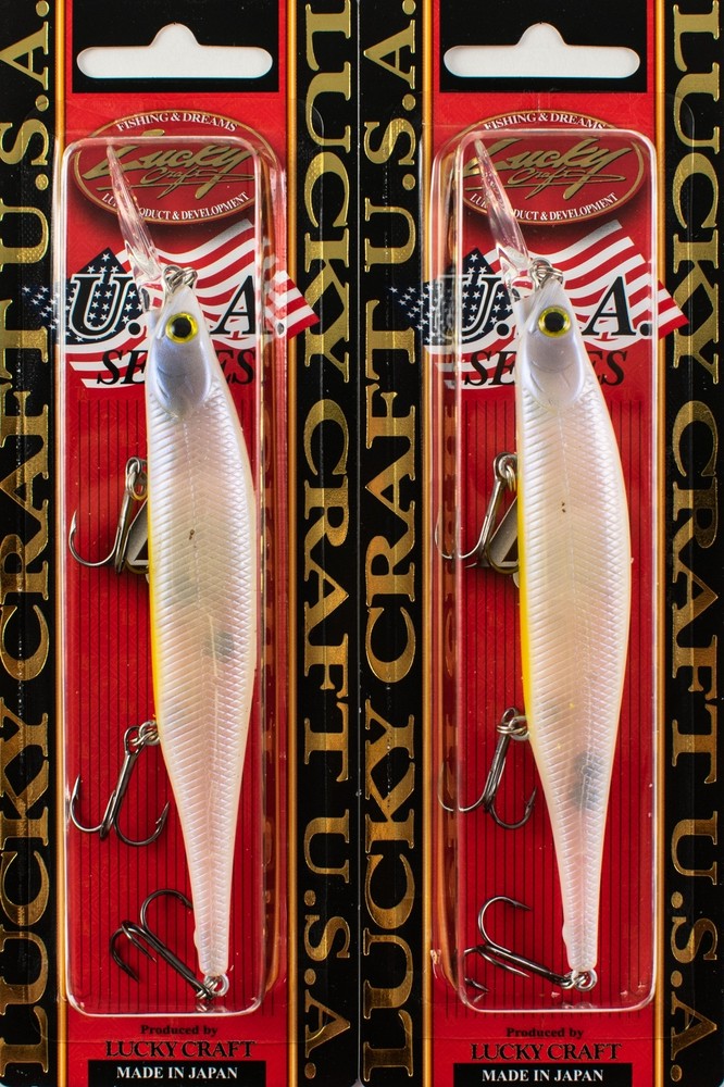 (LOT OF 2) LUCKY CRAFT LIGHTNING POINTER 110DD 1/2OZ FRENCH PEARL OB I8134