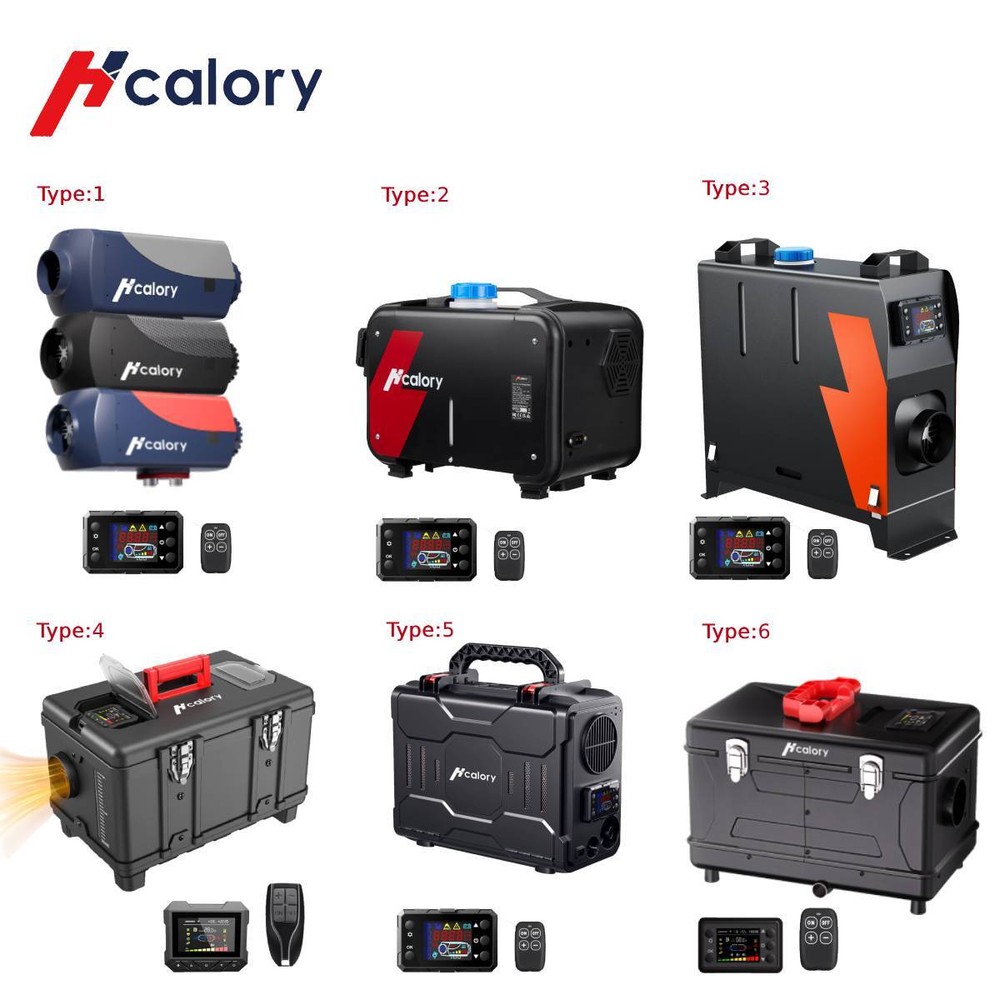 Hcalory 2024NEW 5-8KW 12V Diesel Air Heater With bluetooth and AC 110V Adapter