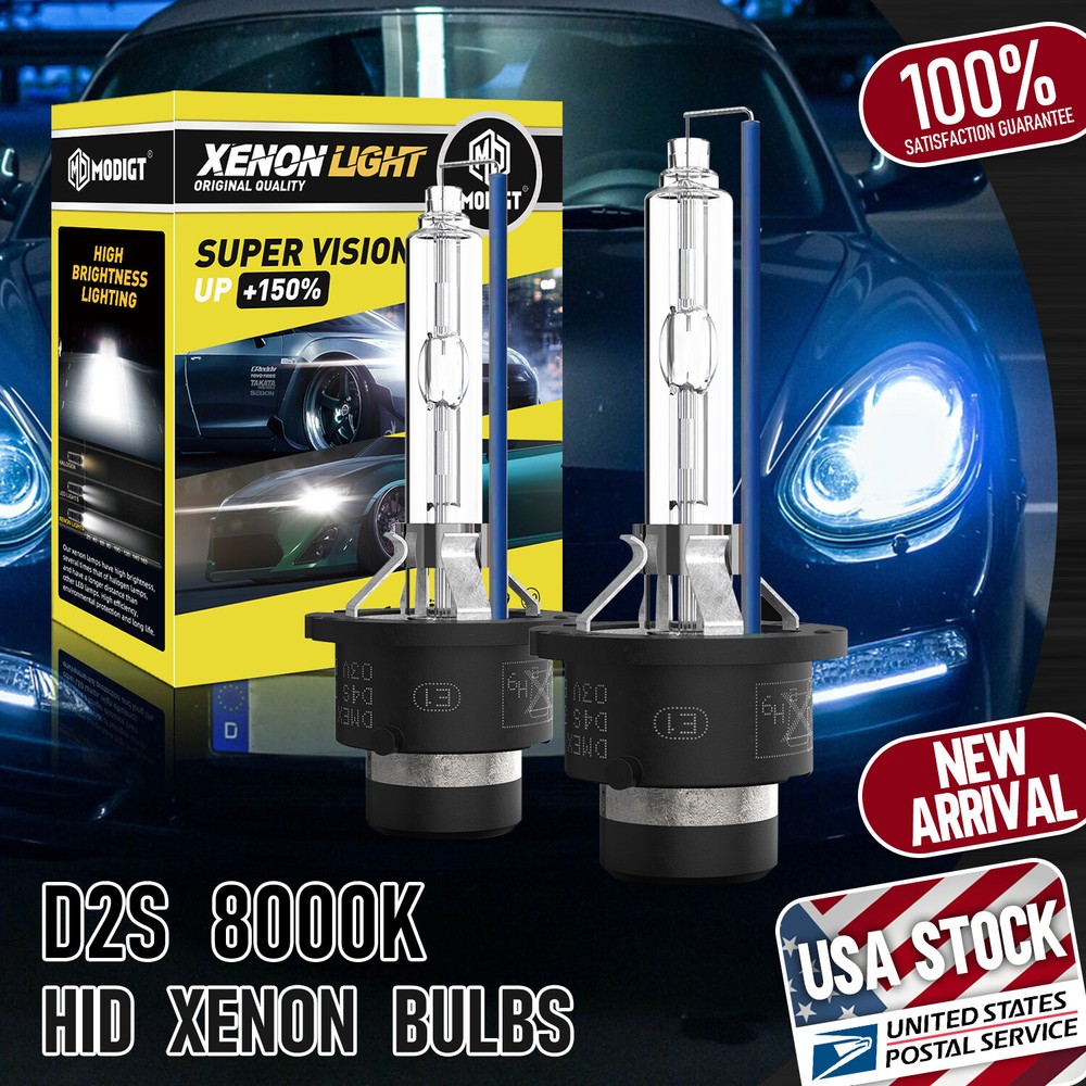 2x 8000K D2S HID Xenon Bulbs for 1999-2011 Audi A3 A4 A6 Headlights