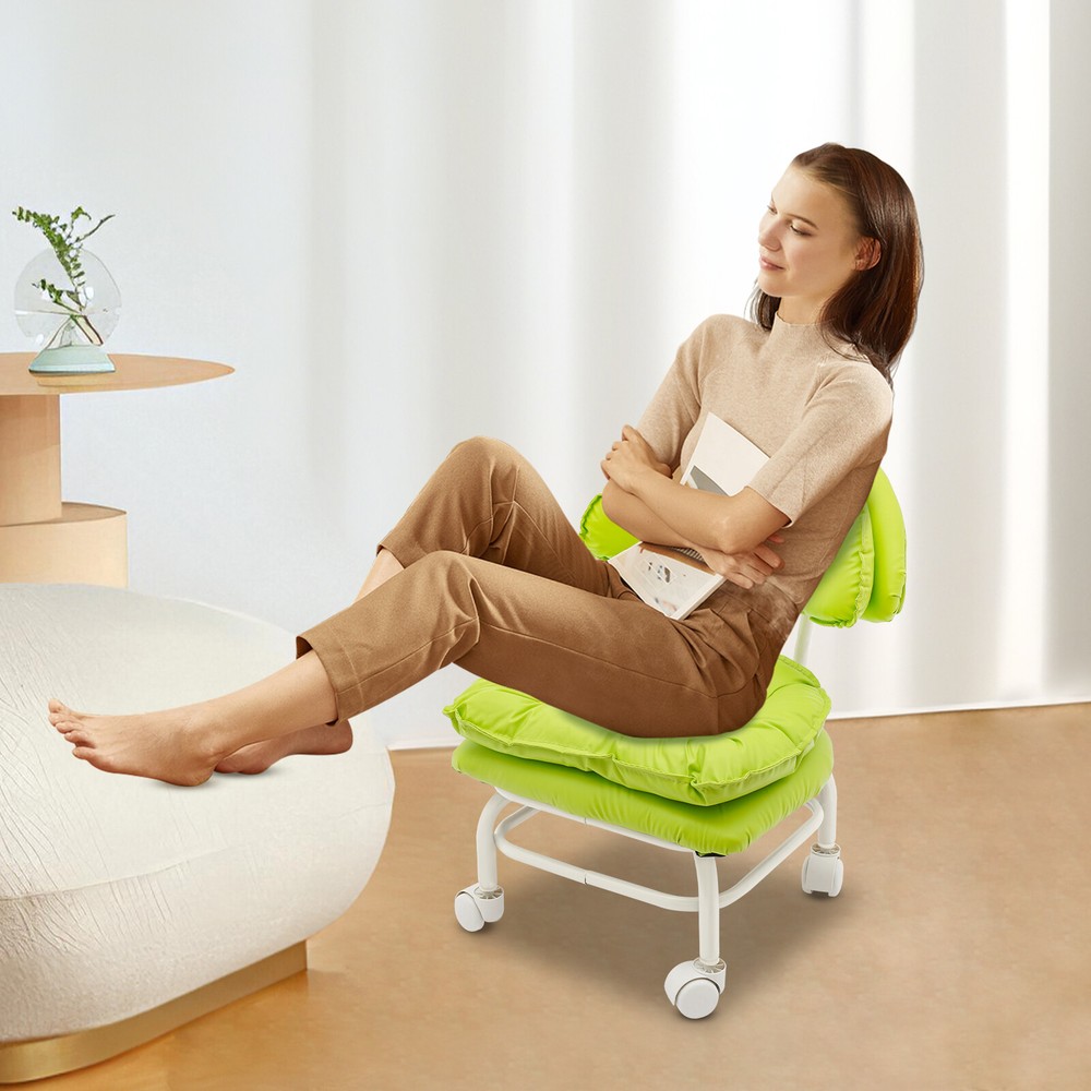 Green Rolling Stool with Back Rest Heavy Duty Rolling Stool Roller Chair