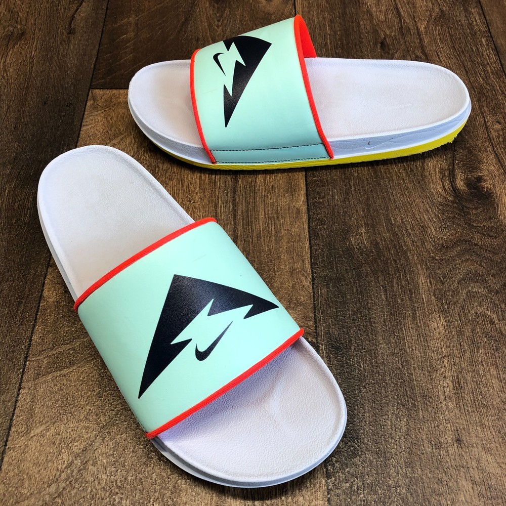 Nike Offcourt Men’s Size 11 Slide Sandals 3D Nike Logo Mint Green UNIQUE Design