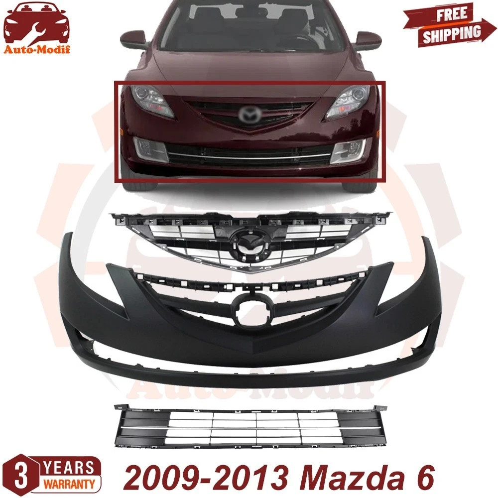 Front Bumper Cover & Grille Assembly Kit For 2009-2013 Mazda 6