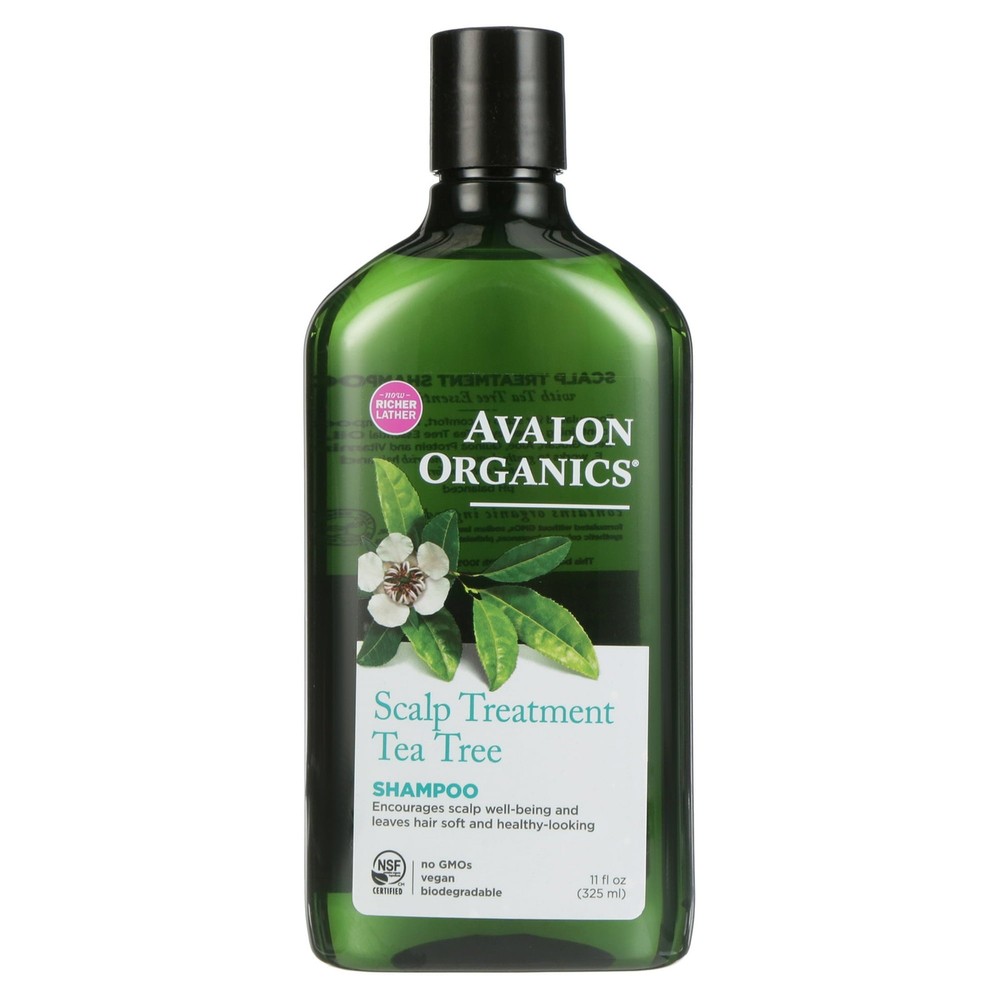 Avalon Organics Scalp Hair Treatment Shampoo Tea Tree, 11 oz (4 Pack)