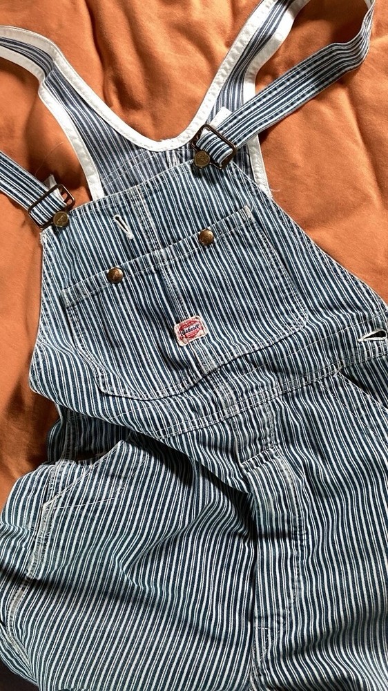 Rare Hickory Stripe Heart Button Carhartt Overalls Vintage Workwear VTG