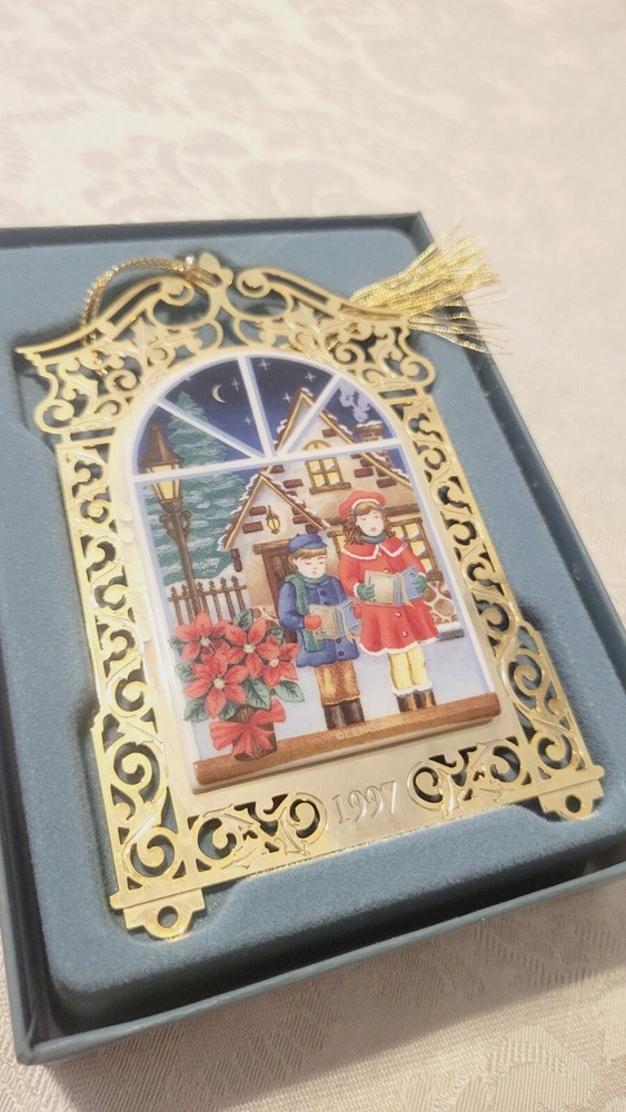 1997 Lenox Christmas Windows Collection 2-Sided Ornament Xmas Carol VTG NIB NEW