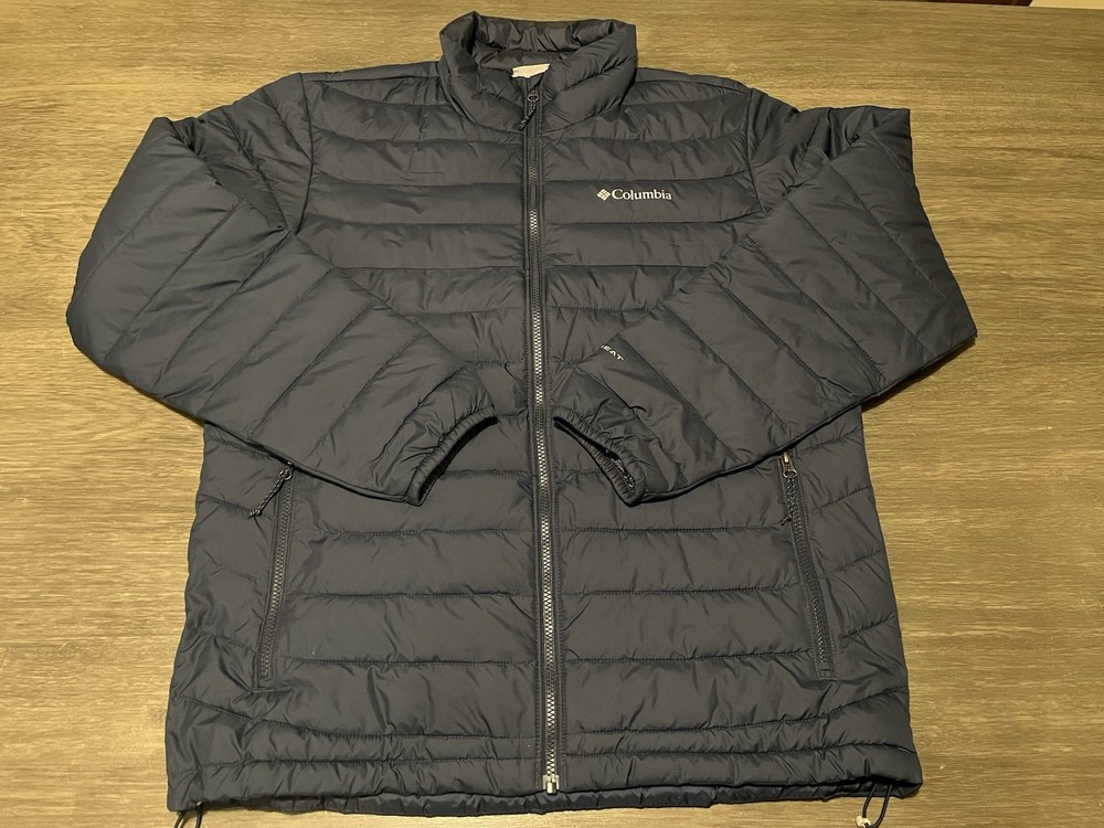Columbia Black Puffer Jacket Men's L Zip Stand Collar Insulated Outdoor
