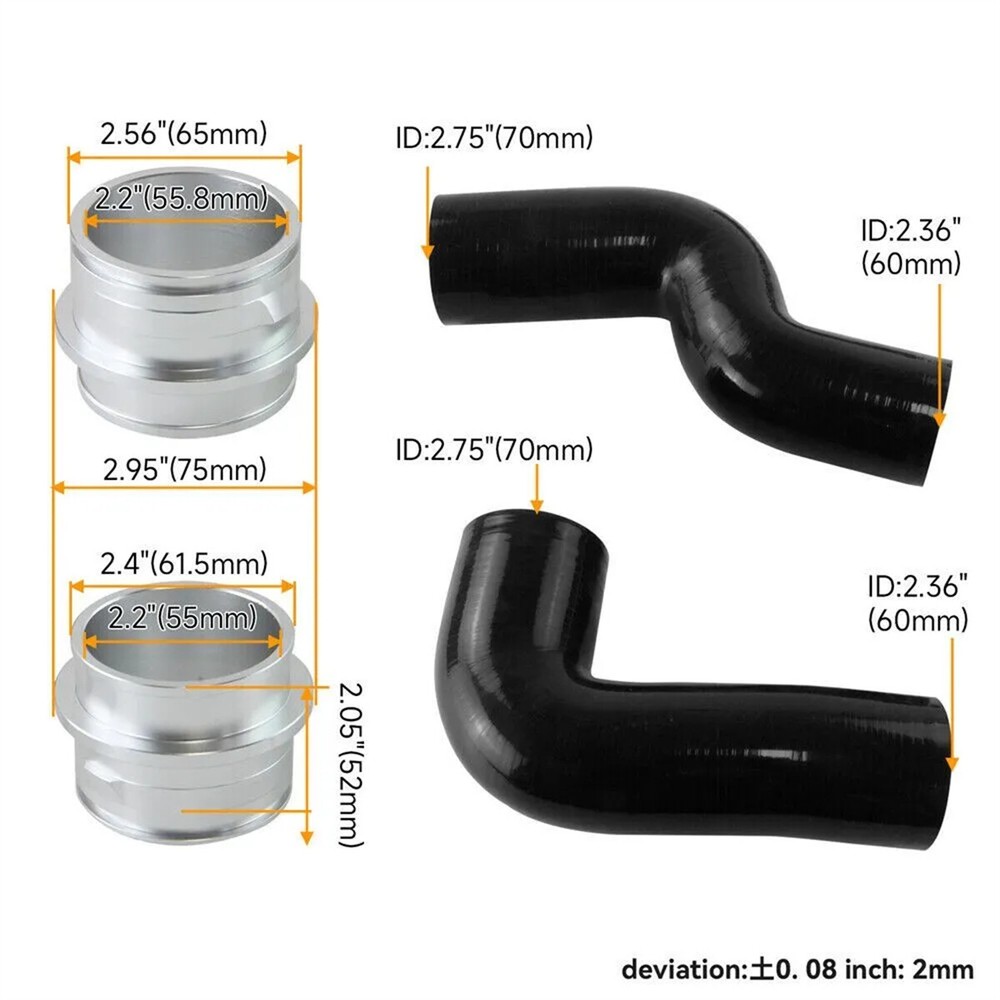 Black For Silicone Intake Hoses VW Golf GTI 2.0T MK5 MK6 A3/S3 (VERSION 2) 06-14