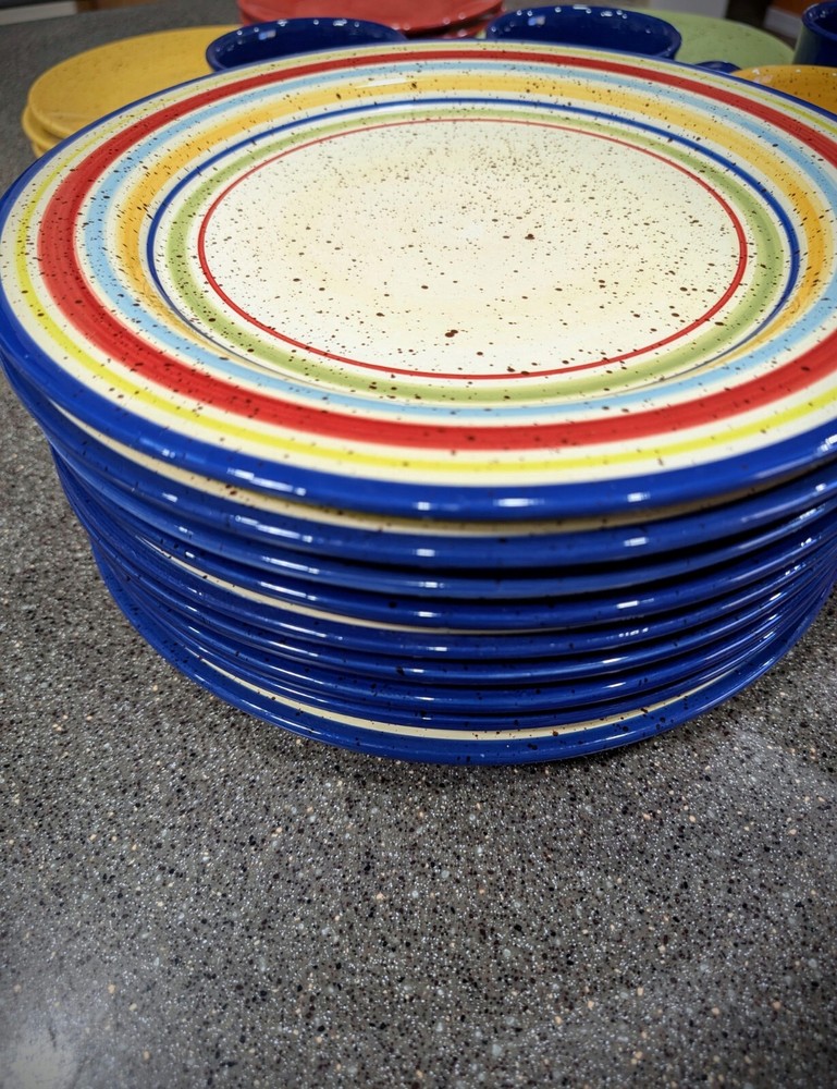 Pfaltzgraff Sedona Hand Painted 12 Inch Dinner Plates Set of 9