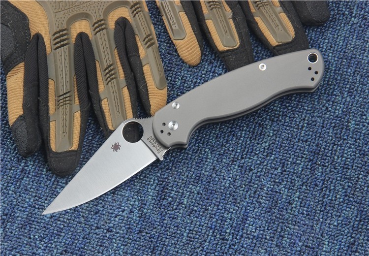 Titanium Handle C95 Para Military Folding Knife with Bearing Flipper