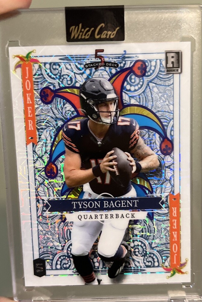 Tyson Bagent 1/1 Joker White Blue Wildcard 5 Card Draw HOLO LUX!!