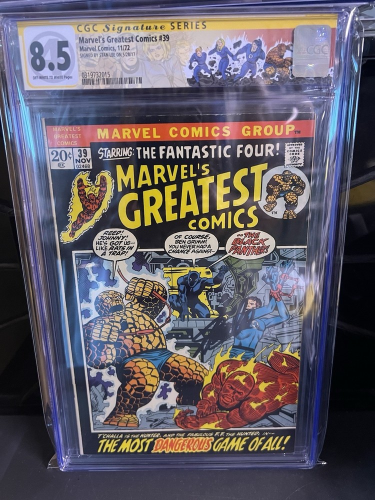 Marvels Greatest Comics 39 Fantastic Four  CGC 8.5 OWP Signed By Stan Lee