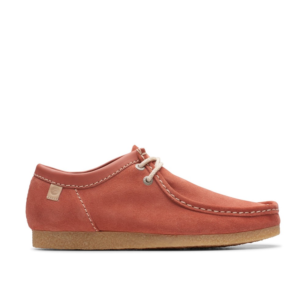 Clarks Shacre II Run Mens Red Suede Oxford Lace-Up Casual Shoes
