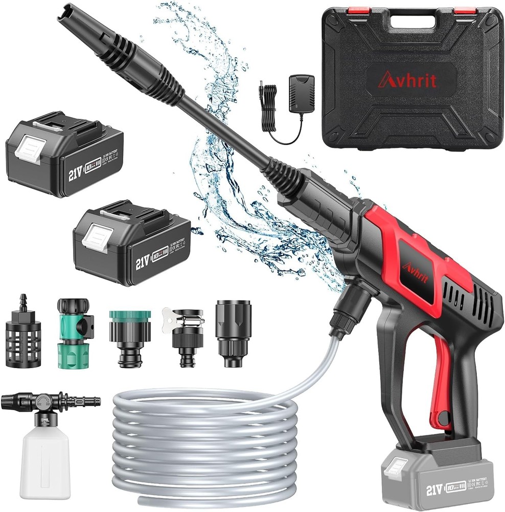 1100 PSI Cordless Brushless Pressure Washer with Dual 4.0Ah Batteries Portable Cleaner