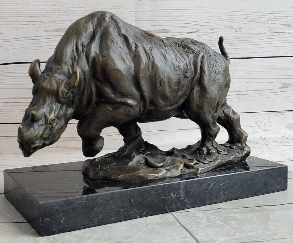 Art Deco Bronze Rhinoceros Sculpture for Home or Office Décor  