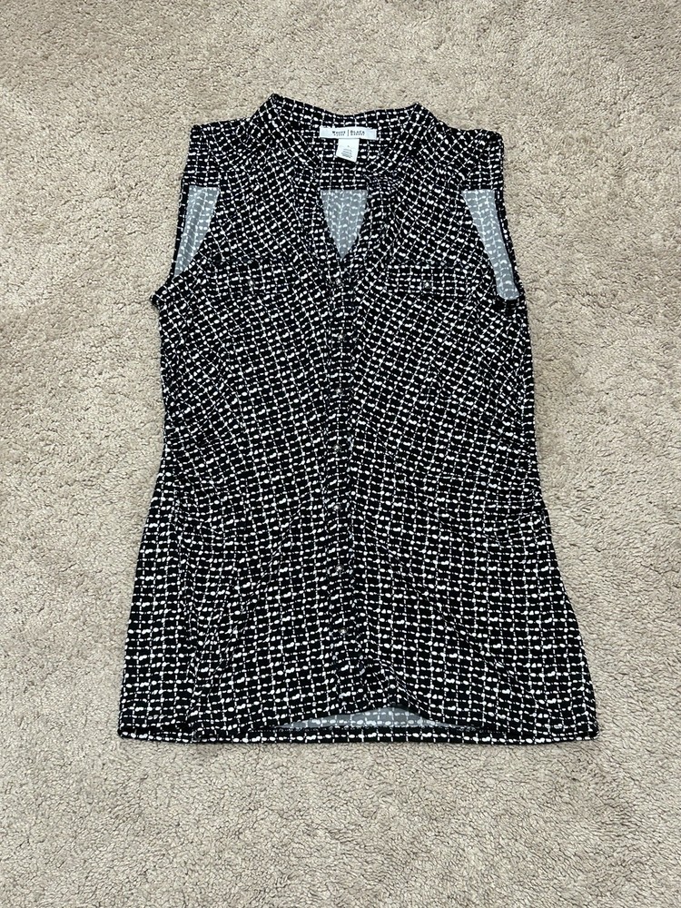 White House Black Market Womens Shirt Sz Small Multicolor Print Stretch Buttons