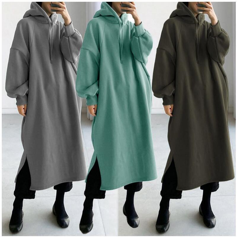 Men's Long Hooded Fleece Sweatshirt for Autumn and Winter Warmth