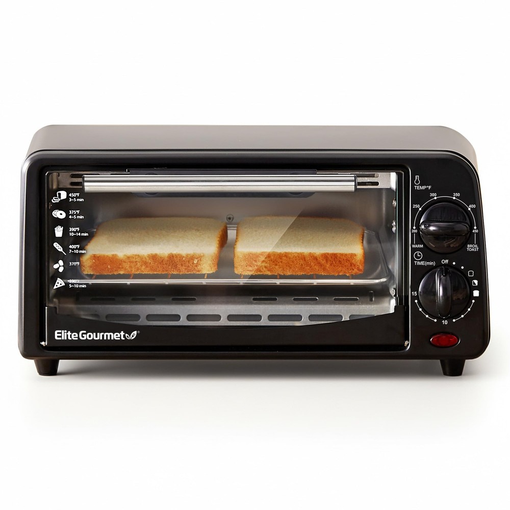 ETO236 Personal Compact 2 Slice Countertop Toaster Oven with 15 Minute Timer ...