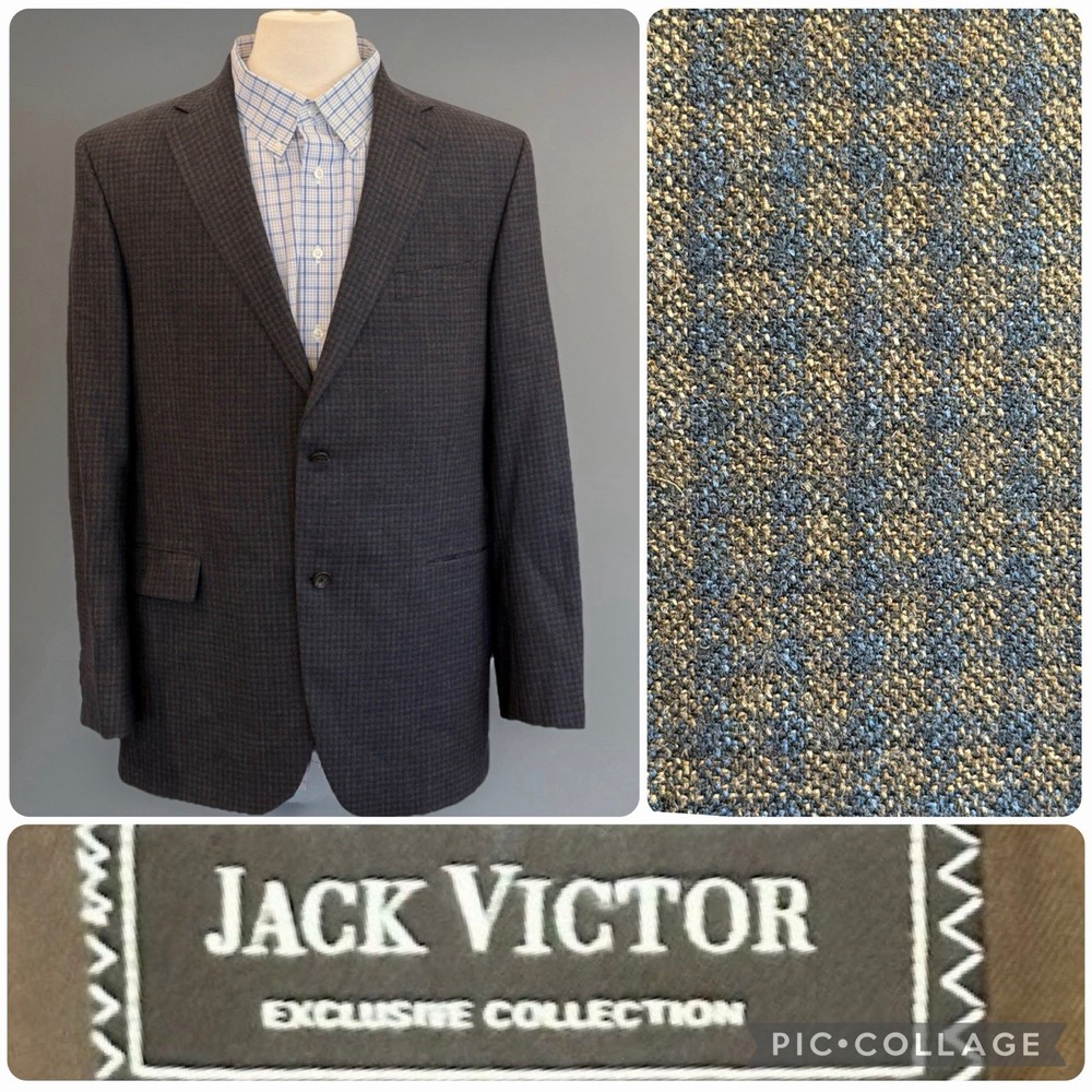 JACK VICTOR Exclusive 44L Valuto 100% Wool Sport Coat Blazer *SEE PICS* Plaid