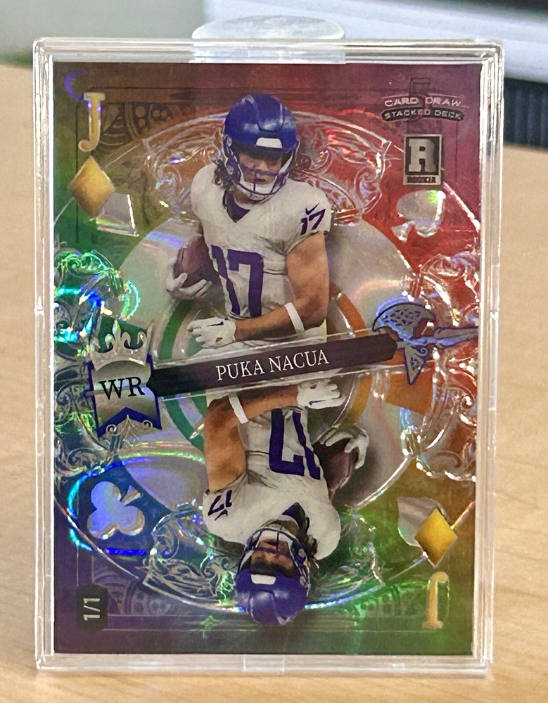 🚨Rare 1/1 Puka Nacua Wild Card Draw SD- Mirror Rainbow Dual-Jack Of Diamonds RC