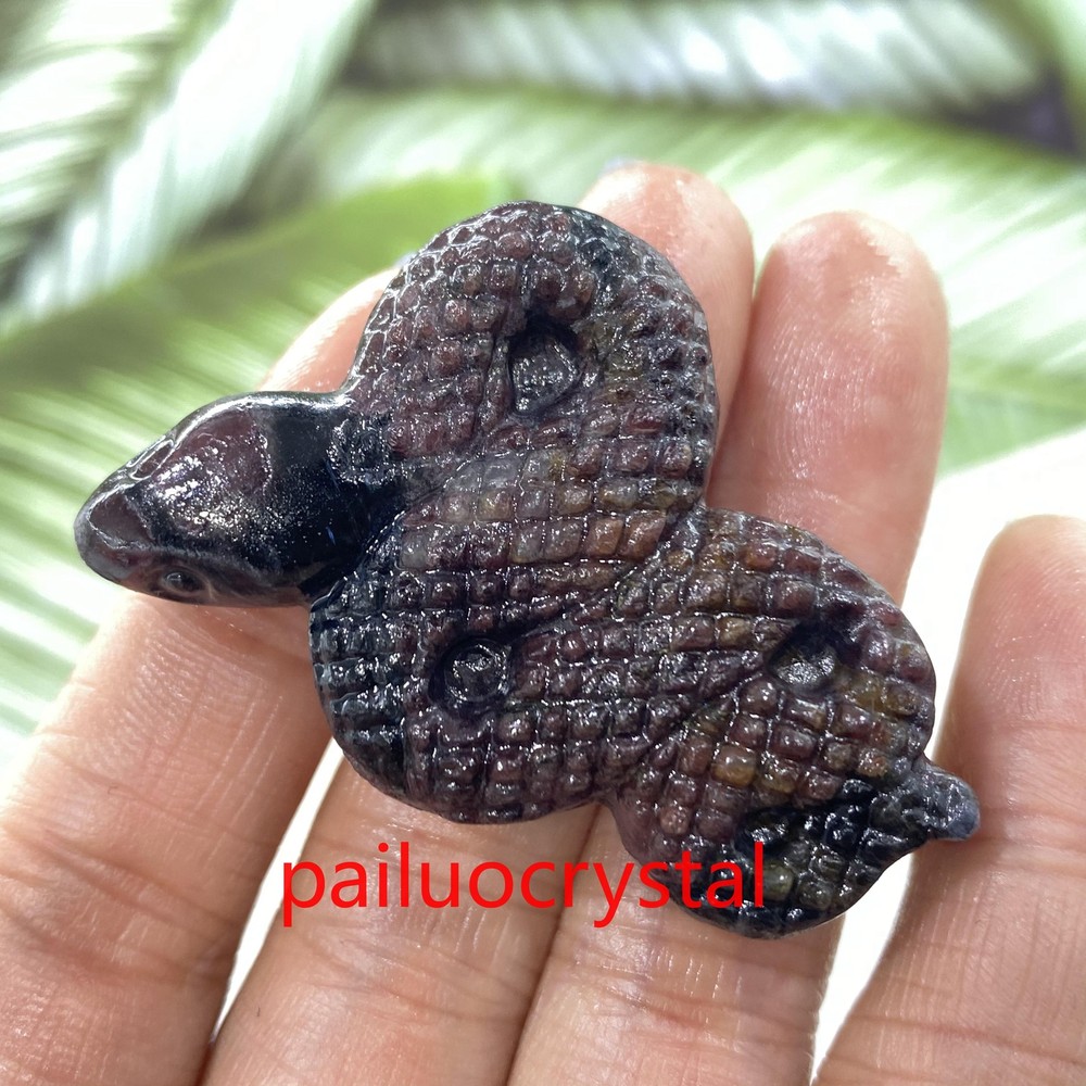 1pc Natural Garnet Snake Skull Quartz Crystal Skull Carved Figurines Healing 2