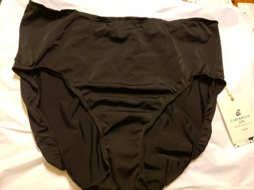 P48 NWT Macy's Caribbean Joe Solid Black Bikini Bottom CLEARANCE SALE MSRP $41-image