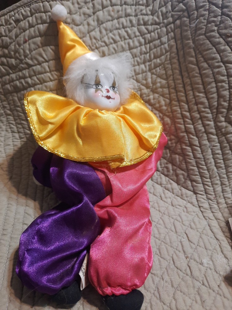 Vintage Circus Clown Porcelain Head Doll by ARTMARK Chicago Ltd Collectible Décor