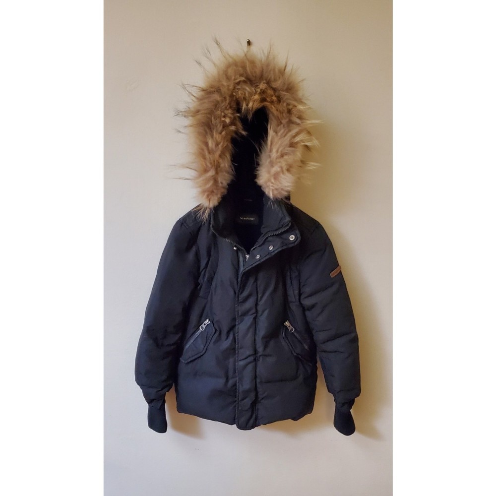 Mackage LEELEE Down Jacket Coat Black With Removable Natural Fur Hood Size 4