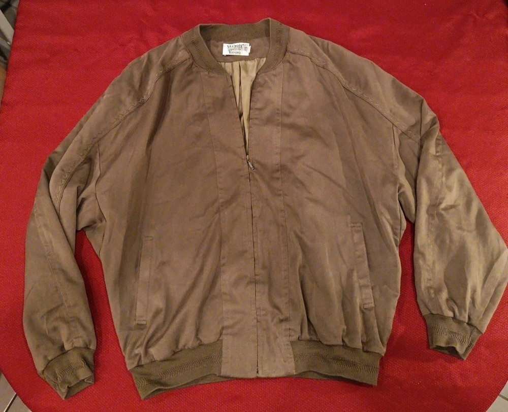 St Croix Shop Mens Large Brown Bomber Jacket Full Zip. Really Nice!