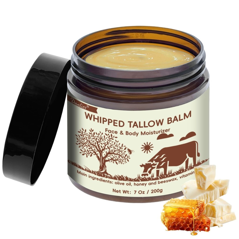 Whipped Beef Tallow & Manuka Honey Balm 7Oz Unscented Grass Fed & Finished