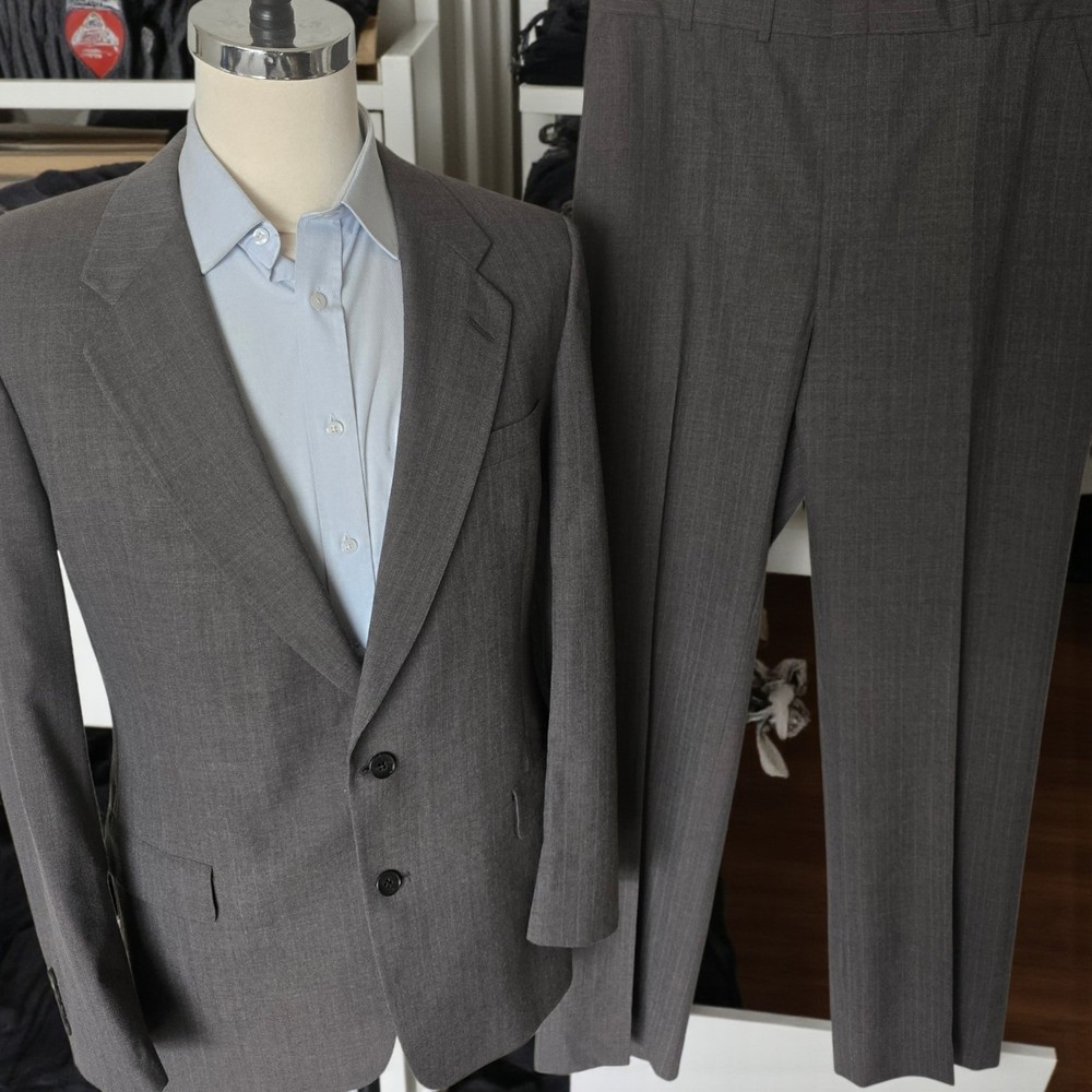 Vintage Christian Dior Suit 44L 37x32 1970s 27 Inch Arm Length Wool Drop 7