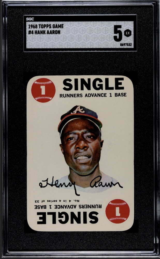 1968 Topps Game #4 HANK AARON  (HOF) ATLANTA BRAVES SGC 5 EX NICE!