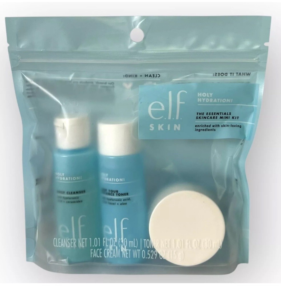 e.l.f. Skin Holy Hydration Mini Kit with Cleanser Toner & Moisturizer