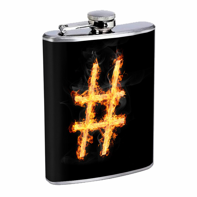Hashtags D9 Flask 8oz Stainless Steel Hip Drinking Whiskey