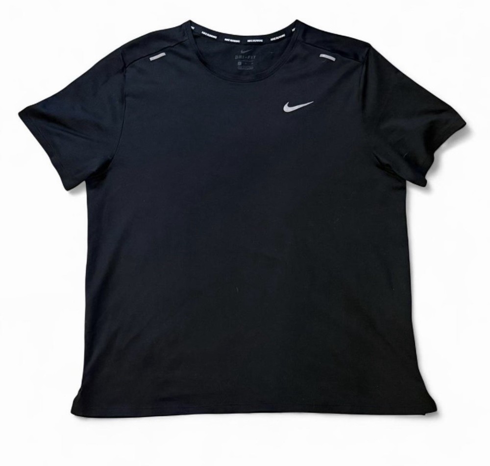 Nike Men's Dri-FIT Running T-Shirt Black Size XL Short Sleeve