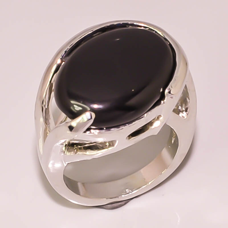Black Onyx Gemstone Jewelry 925 STERLING SILVER PLATED BAND RING 7.5