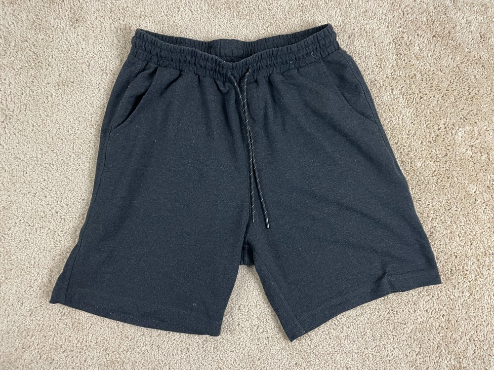 Stretch Lounge Shorts for Men with Elastic Waist & Pockets - Black - Large-image