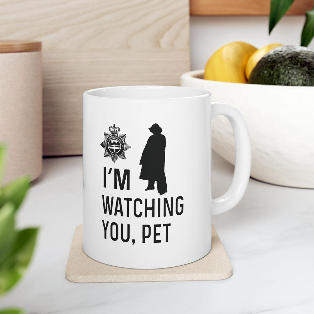 I'm Watching You Pet Mug, 11 Oz, 15 Oz Mug, DCI Vera Stanhope Mug, TV Show
